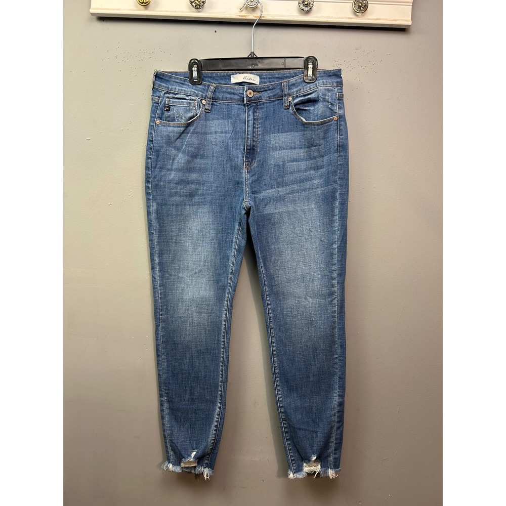 KanCan Jeans Women 15/31 Blue Skinny High Rise Raw Hem Distressed KC7274M